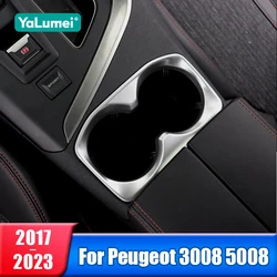 Car Rear Seat Water Cup Holder Cover Trim Frame For Peugeot 3008 5008 2017 2018 2019 2020 2021 2022 2023 GT Hybrid Accessaries