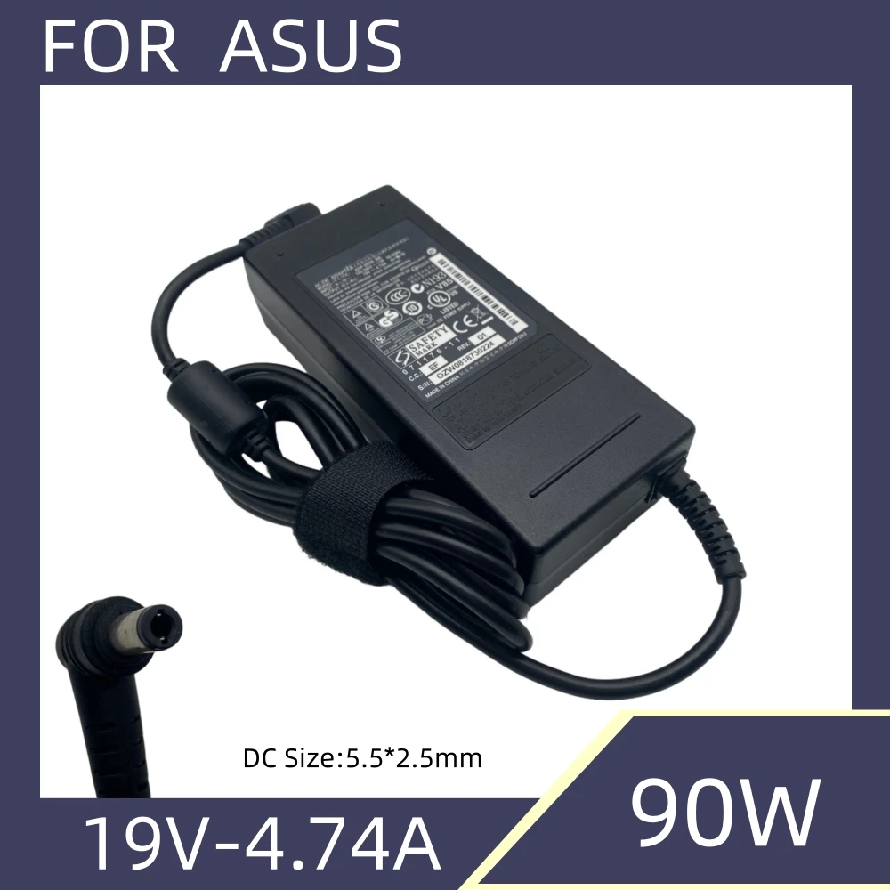 Adaptador de carregador original para laptop, 19v, 4,74a, 90w, 5.5*2.5mm, para ASUS A52F A53E A53S S53U N56 R510C K550LA K55A K55N VivoBook