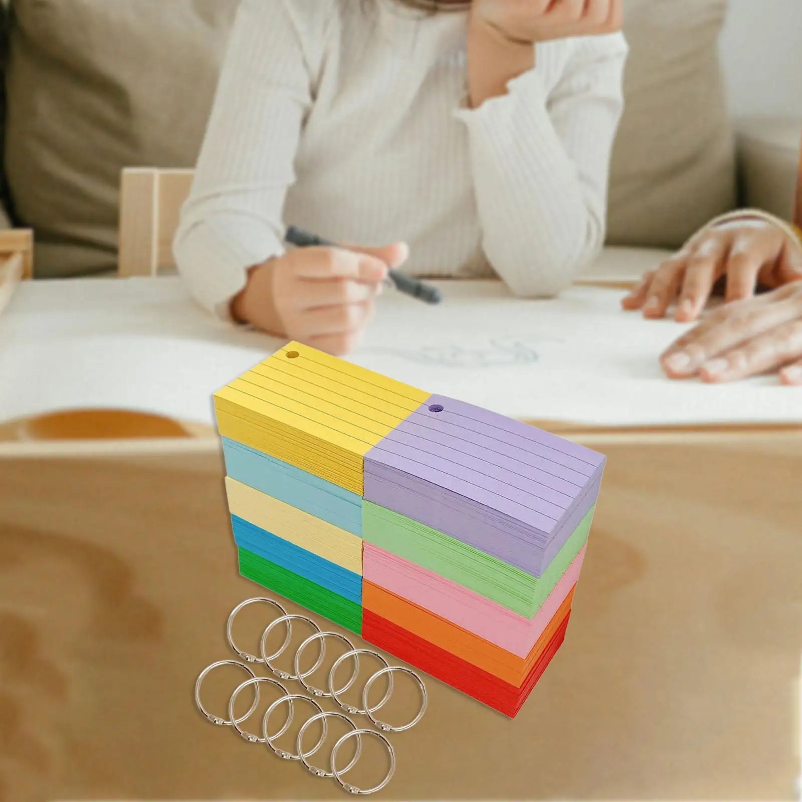 1000Pcs Index Cards 10 Color Punched Note Pads Note Cards to Do List for Desk Accessories Learning Business Office Supplies Home