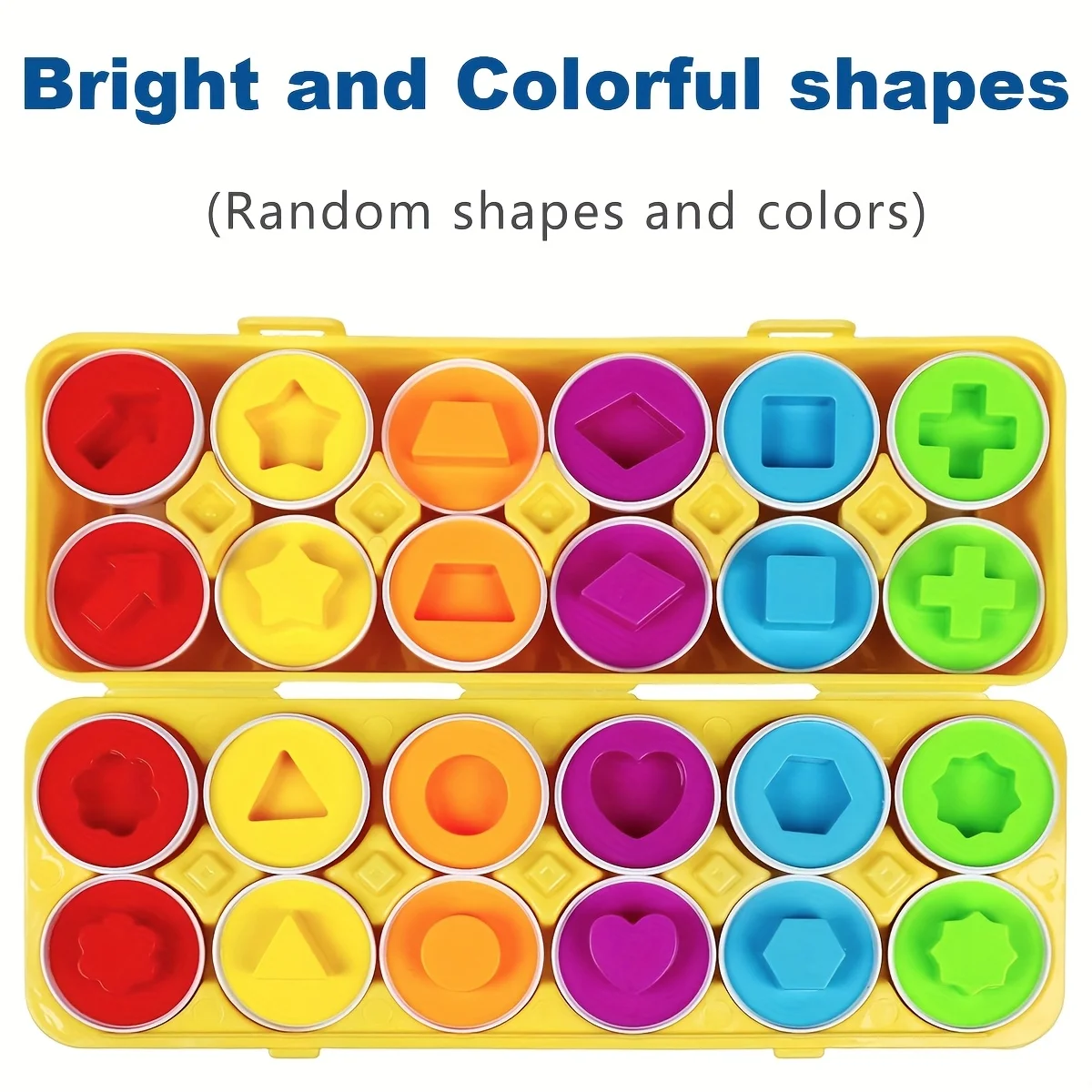 6/12個入り 色と形のマッチングおもちゃ、収納ボックス付き模擬卵型 - 幾何学的形状と色の学習おもちゃセット（子供向け）