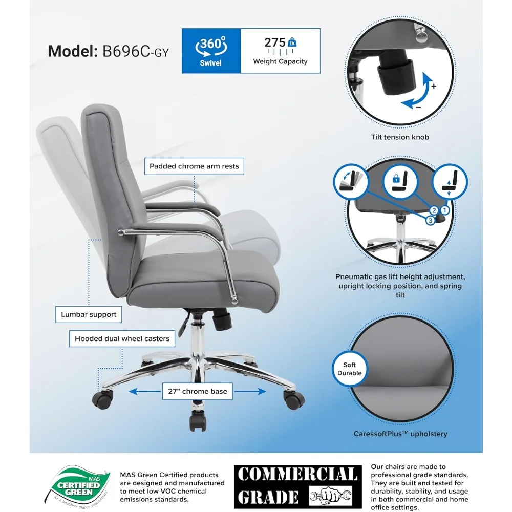 كراسي Boss Office Products للجلوس التنفيذي، رمادي #3