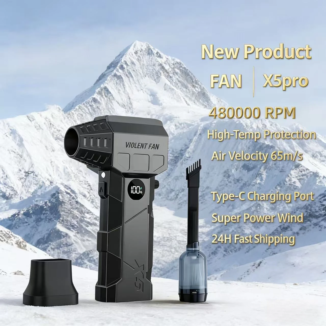 

X5 MAX Турбоструйный вентилятор 480000 об/мин Двигатель Турбовентилятор Мощный вентилятор для ветра Бесщеточный скорость 75 м/с 10000 мАч Сильная сила ветра