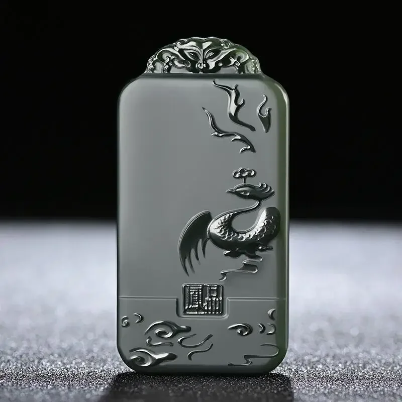 

Xinjiang Hetian Jade Sapphire Dragon and Phoenix Jade Brand Men and Women Jade Couple Jade Pendant Dragon nix Chengxiang Pendant