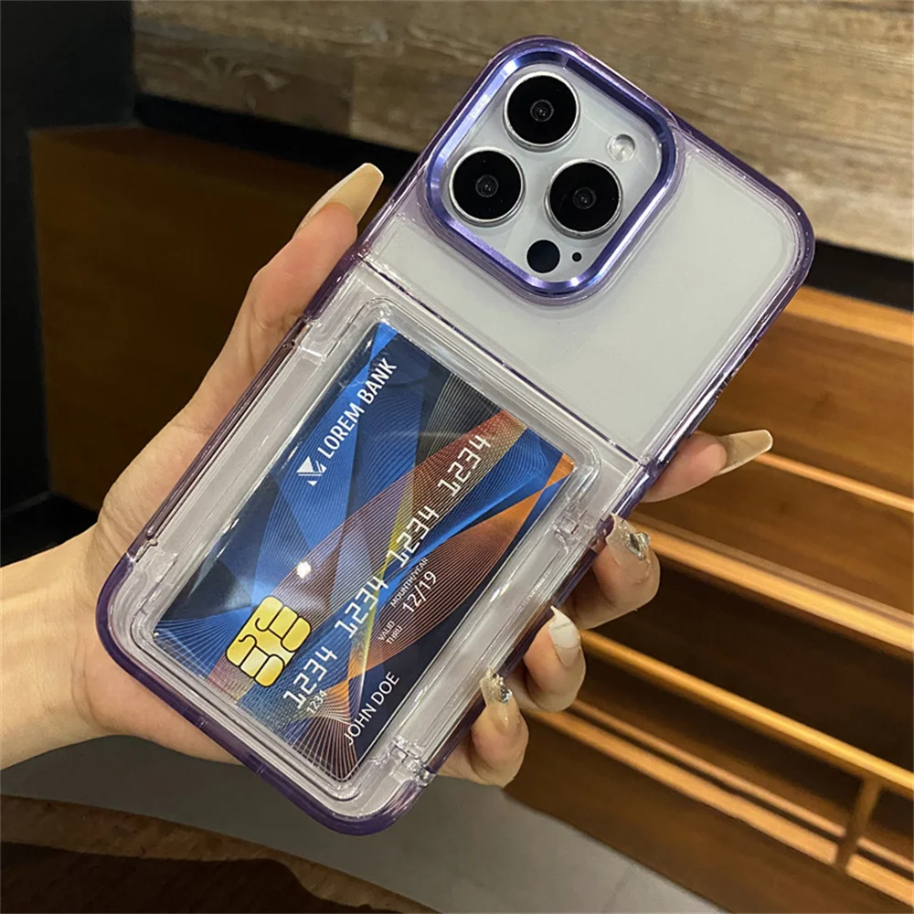 Transparente Handyhülle mit Kartenfach für iPhone 17 Air 15 14 13 18Pro 16 17ProMax Stoßfester Schutz Harte Acryl-Abdeckung – Detail 12
