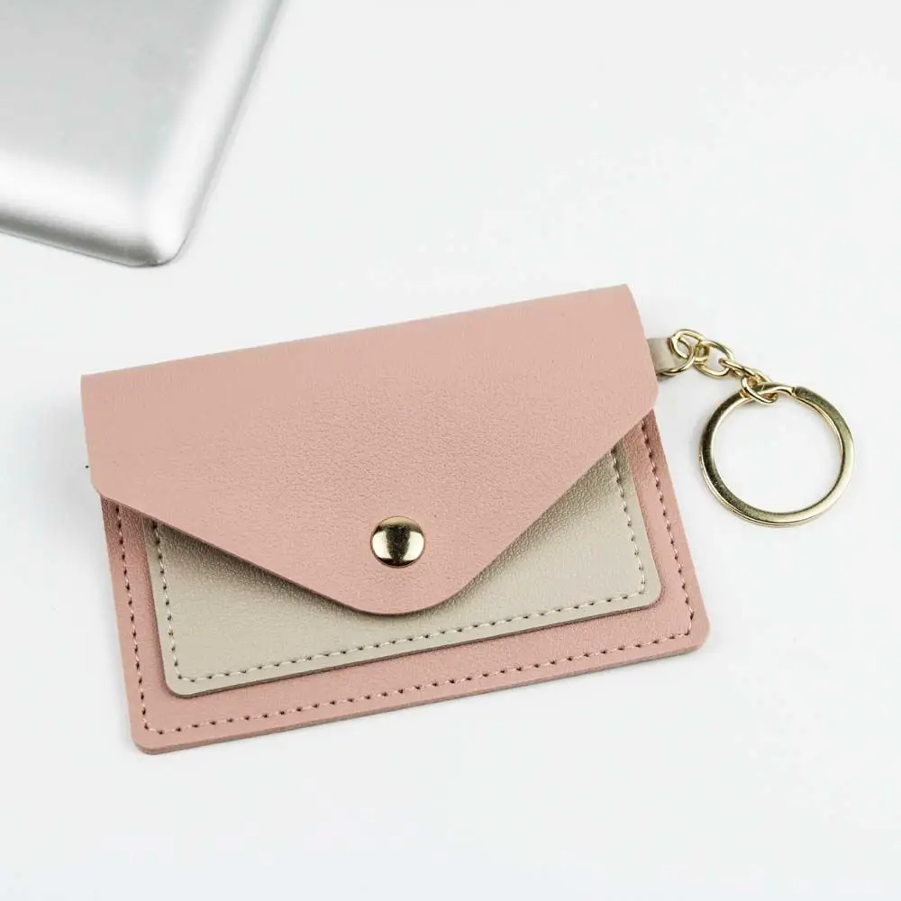 

Маленький чехол для карт ярких цветов с брелоком, студенческий карман для монет, кошелек для монет, тонкий кошелек, держатели для удостоверений личности, держатель для карт в корейском стиле