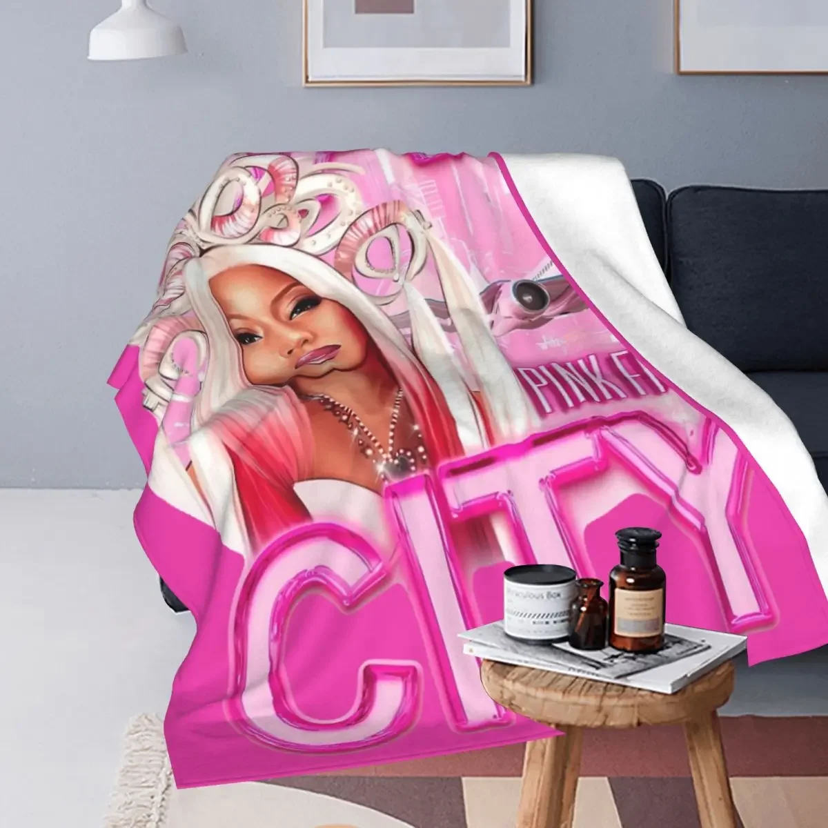 Gag City Nicki Minaj Queen Of Rap Flannel Blankets Novelty Throw Blankets for Home Bedspread