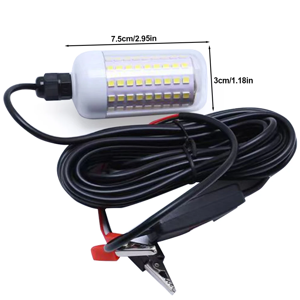 12V LED High-Power Fishing Light IP68 Waterproof Fish Gathering Lamp Corrosion Resist for Night Fishing 100W Light Accessories