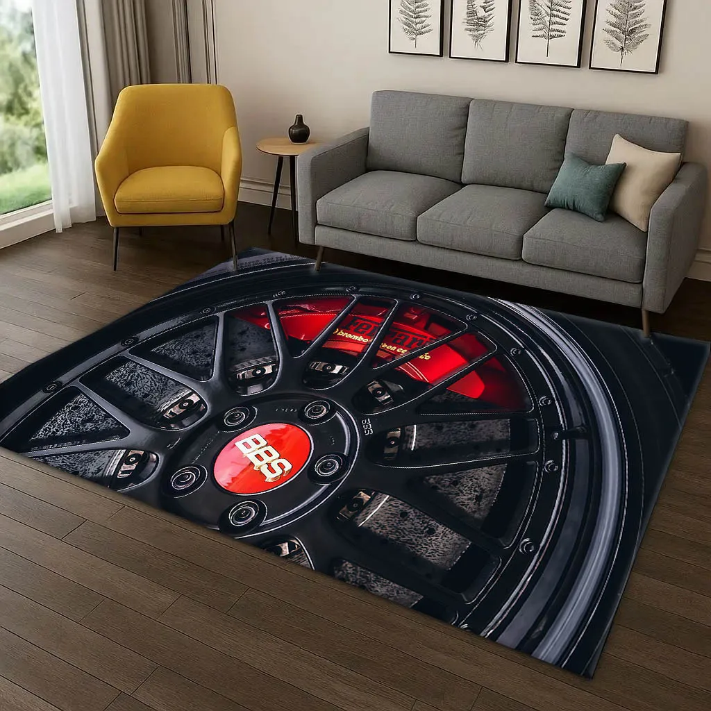 B-BBS Racing Classic Car Cool Motor 3D Print Carpet Rug Art for Room Decor Home Bedroom Gifts Kids Area Rug Non-slip Floor Mat