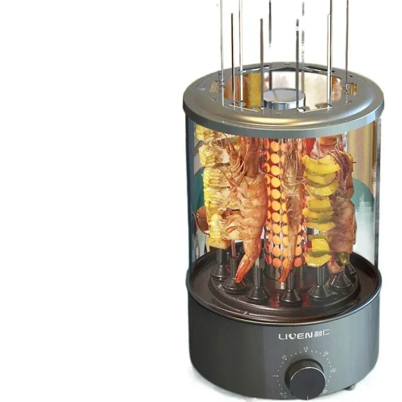 바베큐용 회전식 전기 그릴, 케밥, 바베큐 등용 꼬치 포함, 무연 디자인, 220V