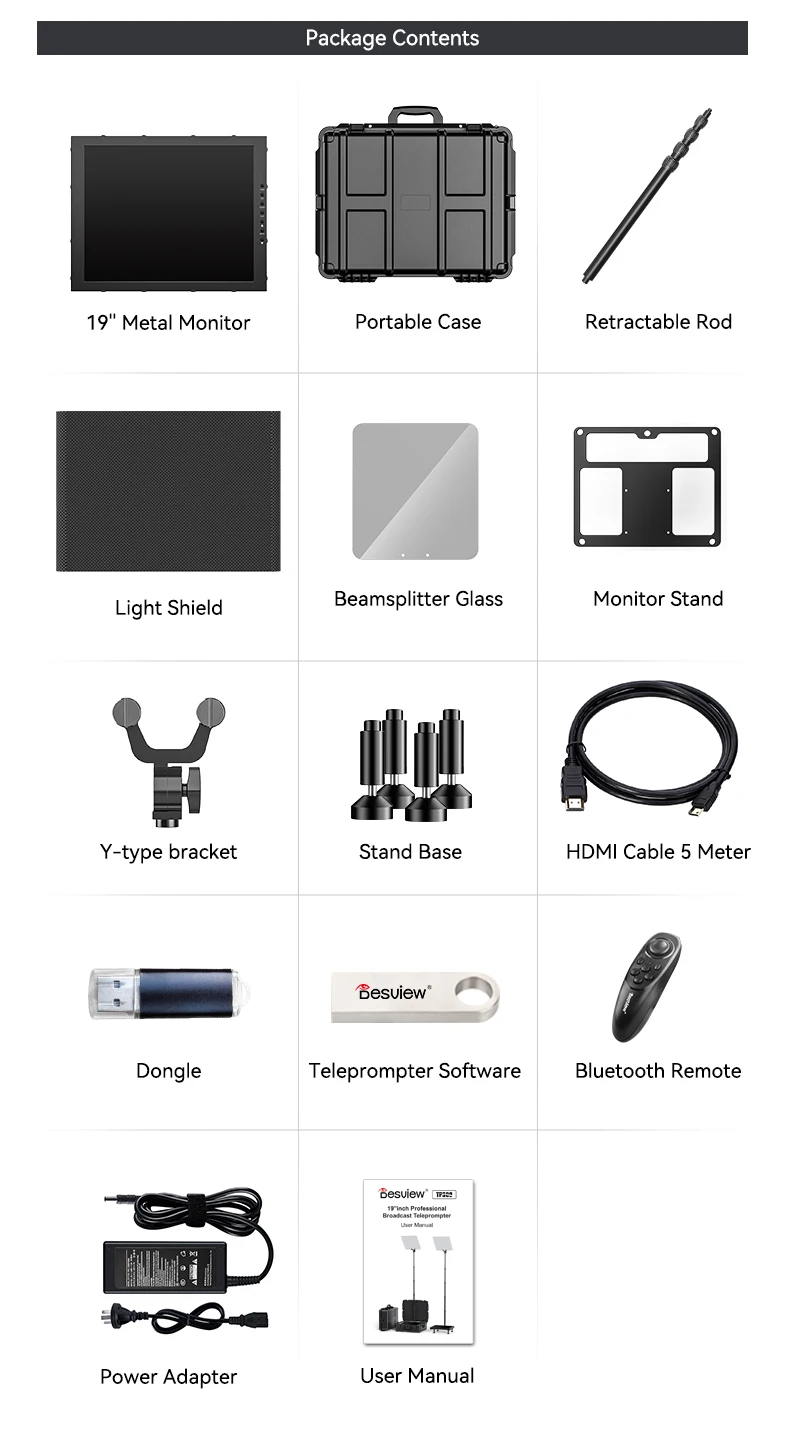 Desview-Teleprompter de conferencia portátil TP300, Teleprompter de 19 pulgadas para entrevista, transmisión en vivo