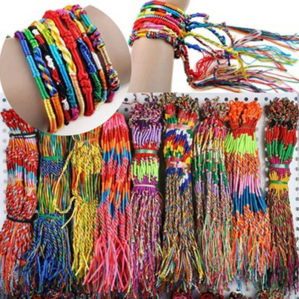 20Pcs Handmade Bracelets  Brazilian Woven Handmade Knitted Strands Fashion Cord Multicolor Bracelets for Club Fashion Jewelry