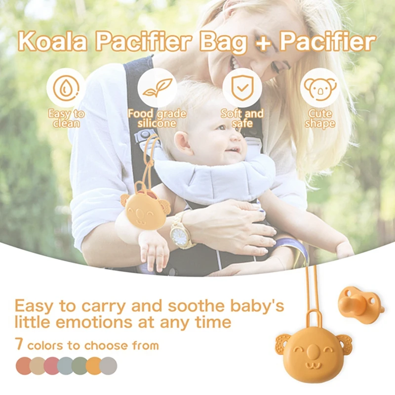 Koala Baby Silicone Pacifier Holder Container Box Infant Portable Soother Animal Pacifier Chain Silicone Storage Box BPA Free