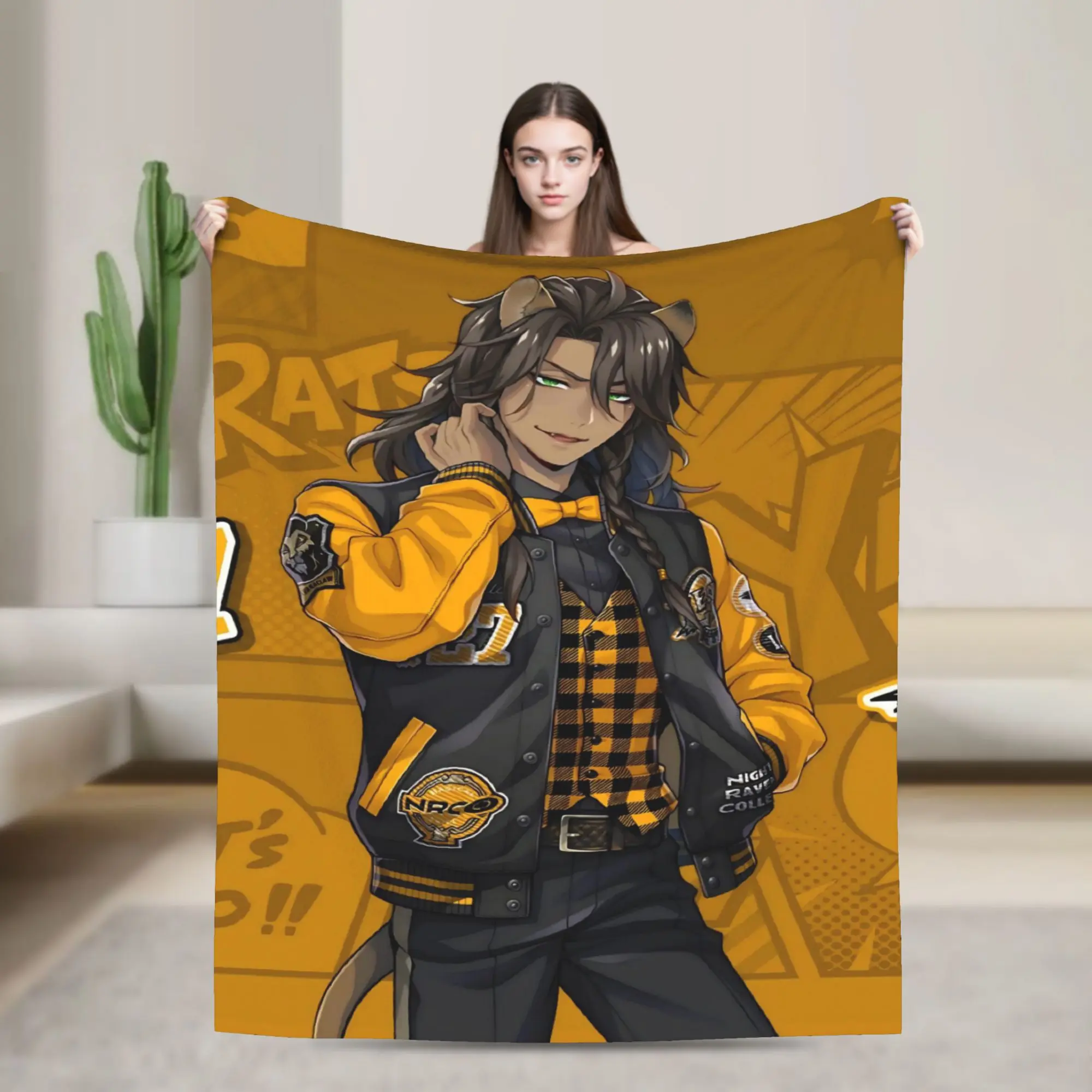Twisted Wonderland Leona Kingscholar  Accessories Blanket Super Soft Fleece  Throw Blanket Cozy Bedspreads