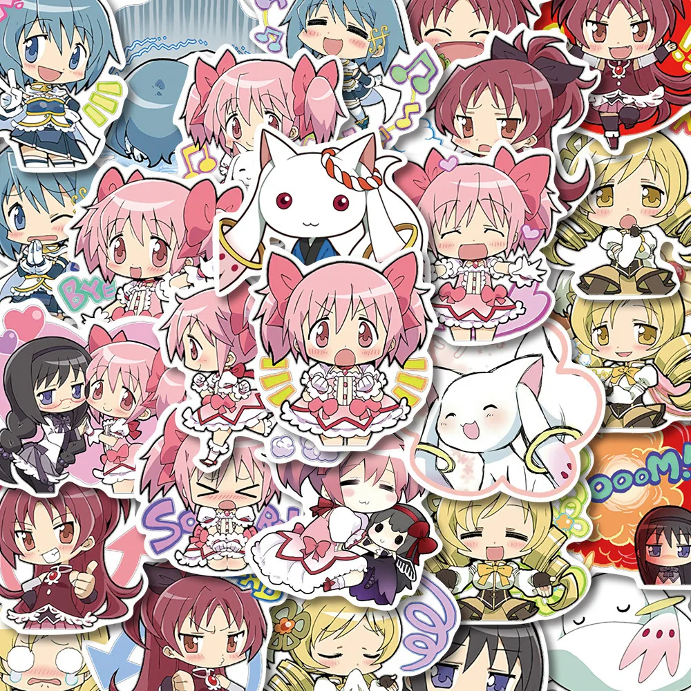 48 قطعة أنيمي Puella Magi Madoka Magica ملصقات Kawaii الكرتون فتاة كانام مادوكا Akemi Homura الشارات لأجهزة الكمبيوتر المحمول الهاتف الدراجة