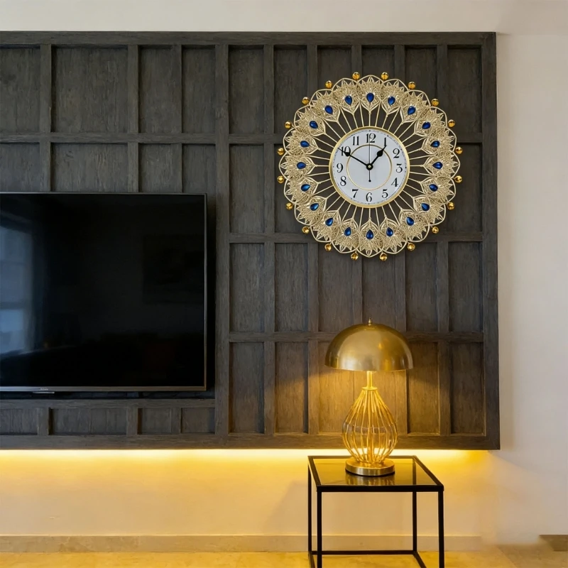 

Декоративные настенные часы, большие хрустальные настенные часы с павлинами для декора гостиной