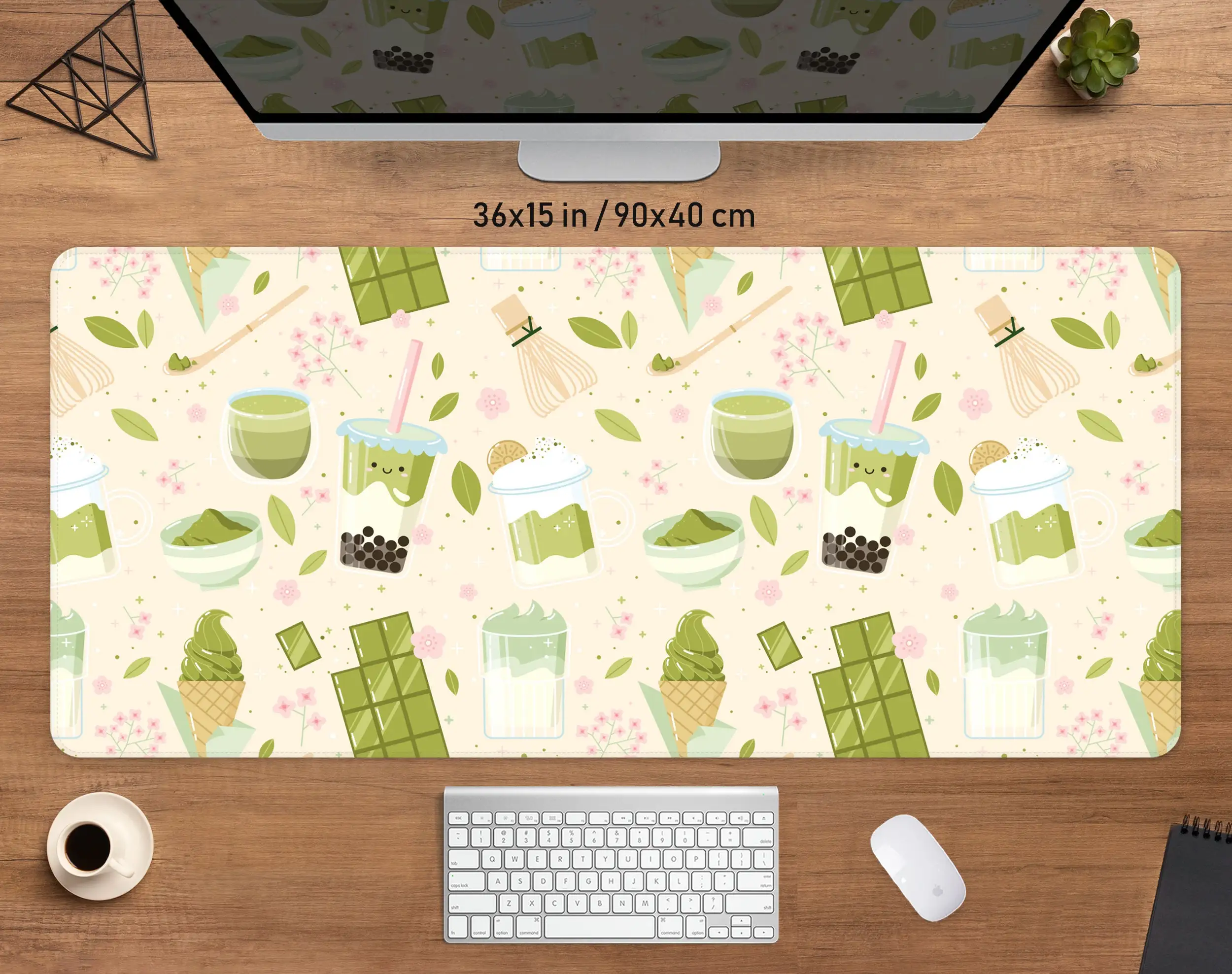 Matcha Boba Tea Mouse Pad Large Office Accessories for Desk Mat Gamer Keyboard Mousepad Gaming Mats Xxl Mause Carpet 900x400 Rug