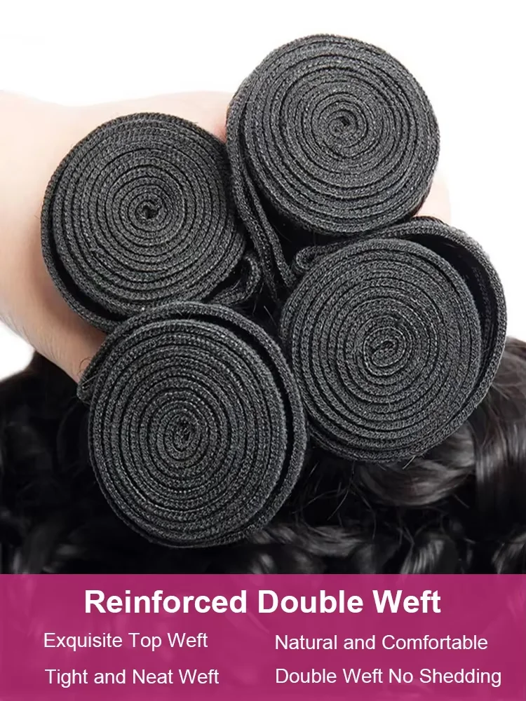 Пучки человеческих волос с глубокими волнами 30, 32 дюйма, 3, 4 пучка, девственные необработанные бразильские вьющиеся волосы, 100% наращивание человеческих волос