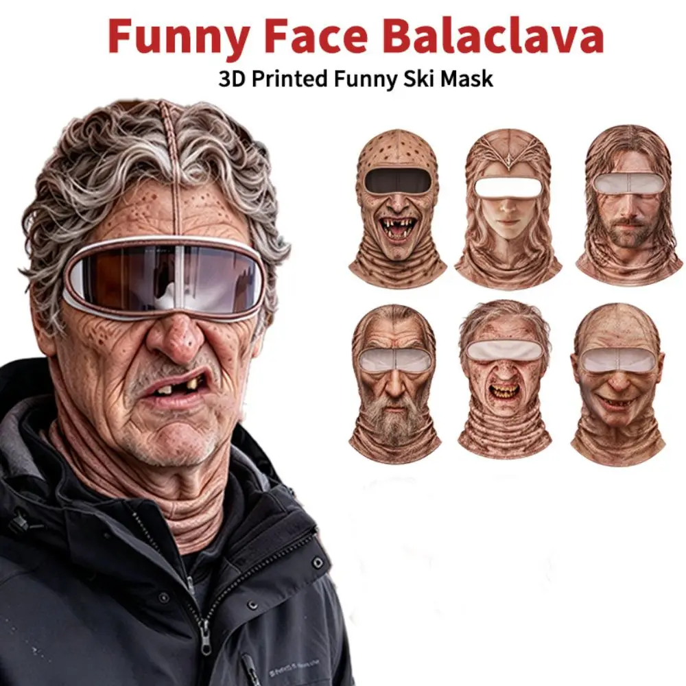 Unisex Size Funny Prank Mask 3D Print Breathable Motorcycle Ski Face Mask Windproof Funny Neck Hood Helmet Liner Winter Riding