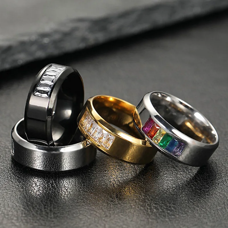 Rainbow Ring Lesbian Gay Pride Ring Stainless Steel Women Men Promise Jewelry Gifts Fashion Jewelry Anillo de la joyeria