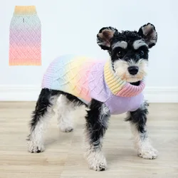 2023 New Rainbow Colorful Dog Clothes Knitted Pets Dogs Clothing Chihuahua Puppy Pet Clothes for Small Medium Dog Coat Sweater