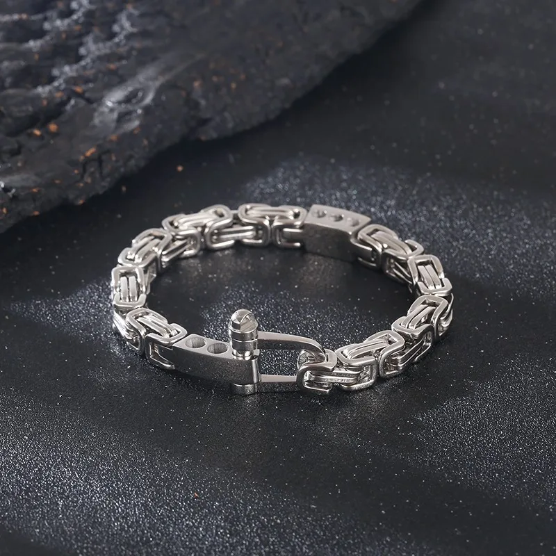 

KALEN Stainless Steel Bracelet Men's Vintage Black Color Emperor Chain Pulseras Jewelry Byzantium Charm Bracelet Wholesale