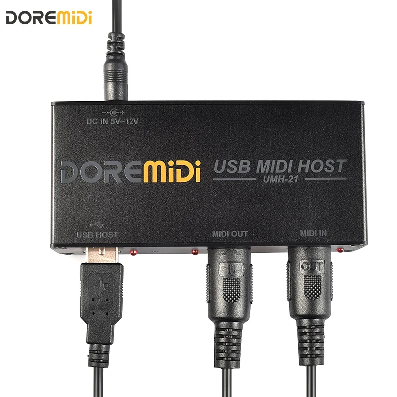 DOREMiDi High-Speed USB MIDI Host Box MIDI Host USB To MIDI Converter UMH-21 and USB HUB 2.0 Hi-Speed 4 USB Ports Hub