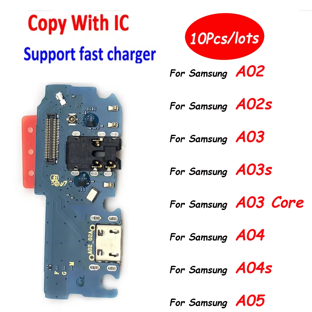 

10Pcs，USB Dock Connector Charging Port Flex Cable For Samsung A02 A03 A035F A04 A05 A02S A025F A03S A04S Charger Board Micro