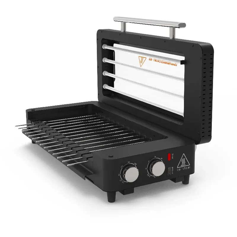 Electric Automatic Rotating Barbecue Rack, SK-P1401 Barbecue Grill with Dual Temperature Control, Smokeless Skewer Grill