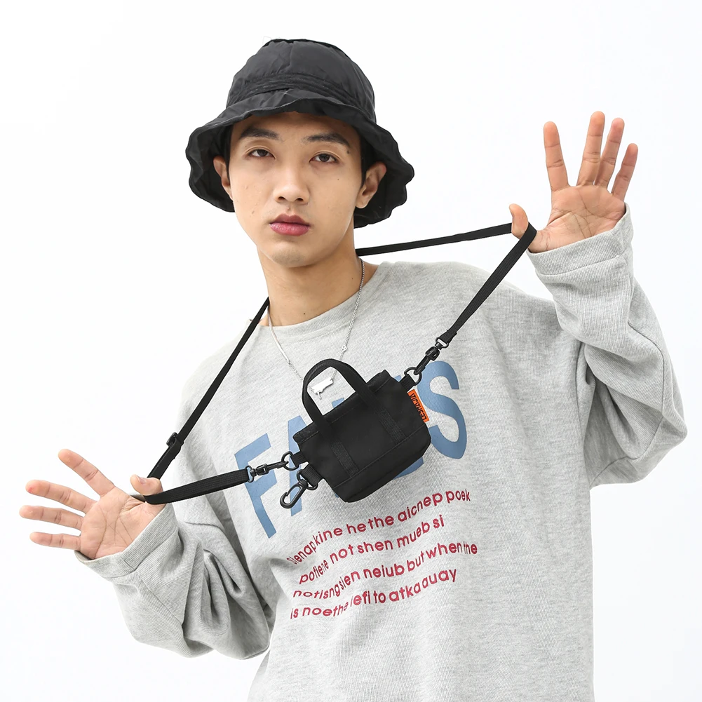 

Solid Color Unisex Shoulder Bag Women Coin Purse Zipper Nylon Shopping Bag Female Tote Handbag for Daily Traveling