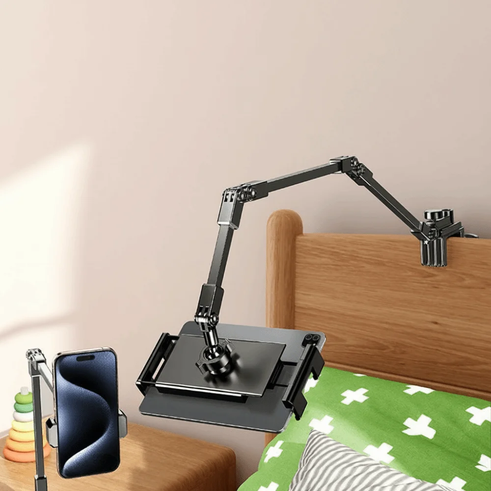 Ergonomic Multi Angle Tablet Stand 2/3 Sections Arms Adjustable Lazy Tablet Bracket Metal Viewing Stand Bedside