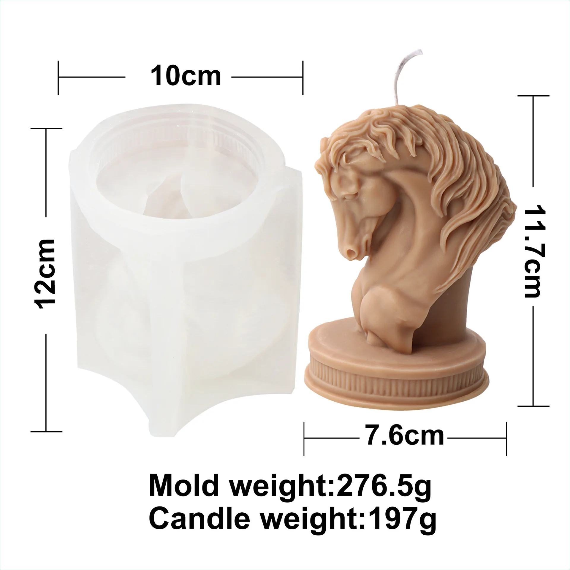 Horse Head Statue Candle Silicone Mold Bust Riding Sculpture Art Figurine Animal Poney Candle Mould