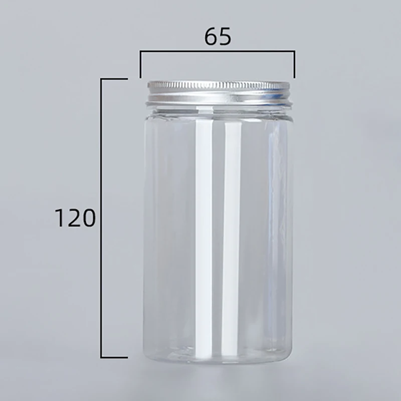 93-630Ml Doorzichtige Aluminium Dop Opslagpotten Rond Brede Mond Plastic Verzegelde Blik Container Cookie Candy Keuken Graan Opslagfles