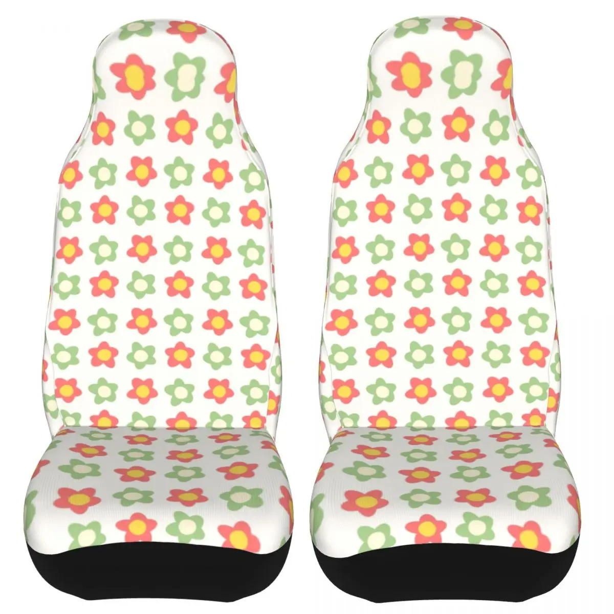 Pastel Flowers Print Checkered Universal Car Seat Cover for most cars Suitable For All Kinds Models Seat Covers Fabric Fishing