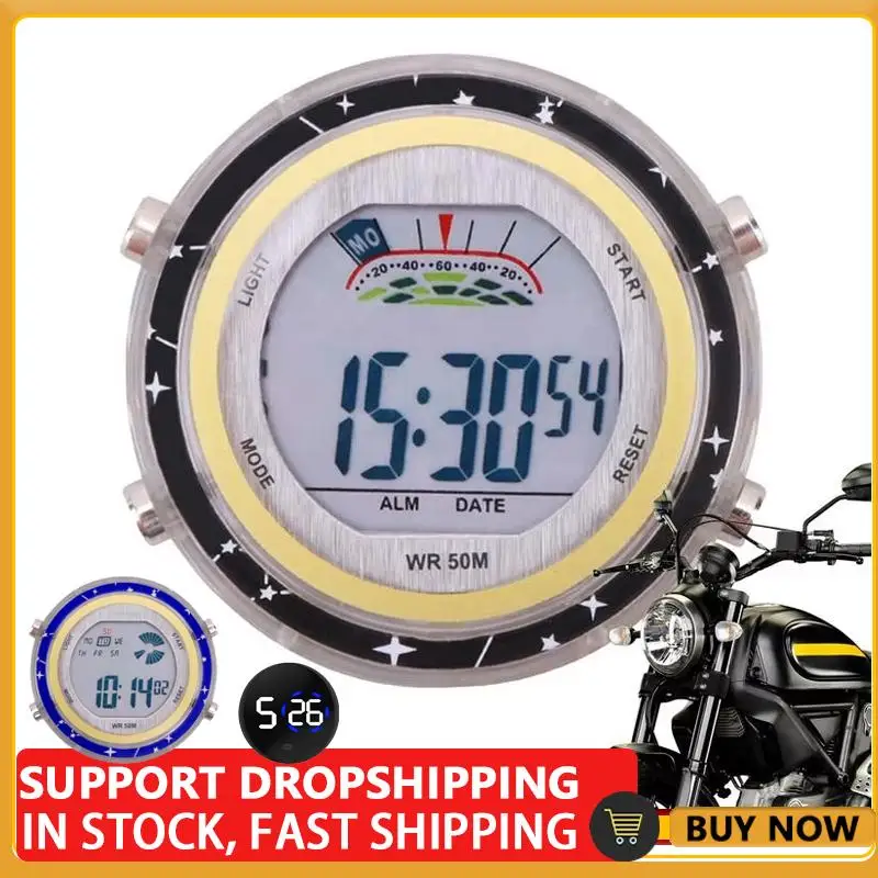 Motorcycle Handlebar Clock Waterproof Glowing Dial Motorcycle Handlebar Clock Mini Motorcycle Clocks Stick-On Motorbike Mount