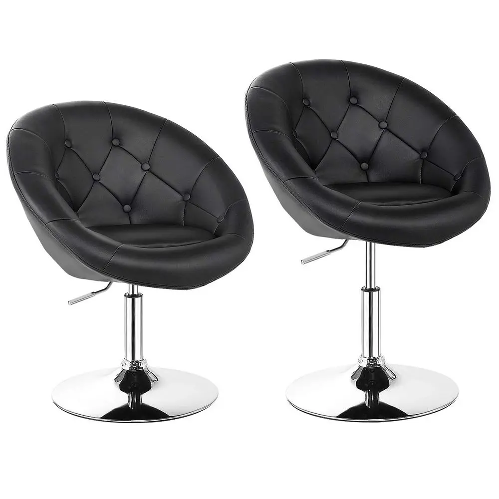 

Vanity Chair, Set of 2 Contemporary Height Adjustable Makeup Chair with Chrome Frame, Tufted RoundBack, Modern Swivel Accent Ch