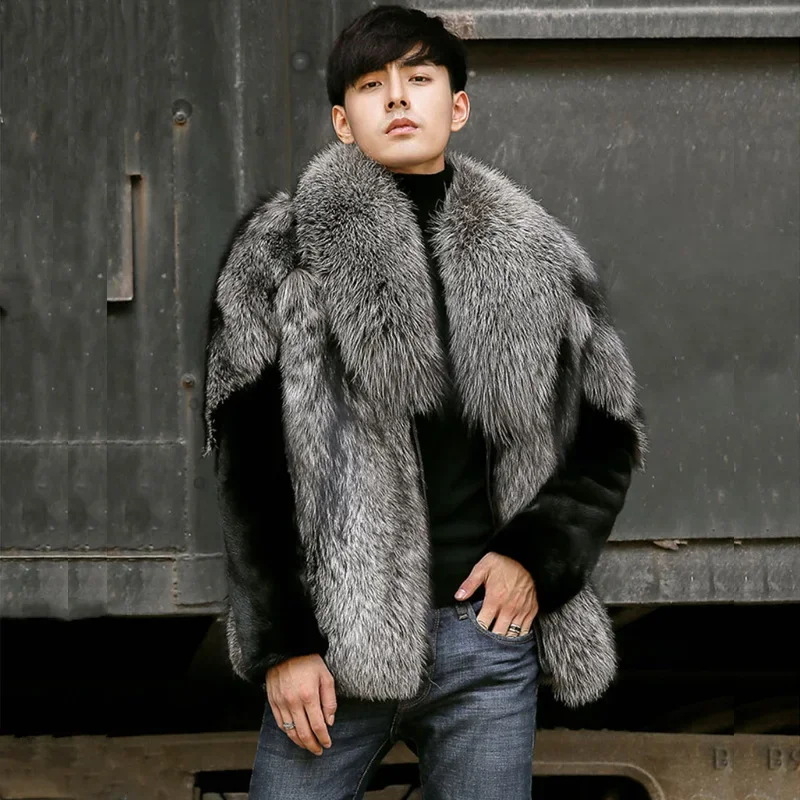 

Autumn and Winter New Fur Coat Men's Marten Overcoats Imitation Fox Fur Jacket Casual Short Faux Fur Coats Plus Size S-6XL