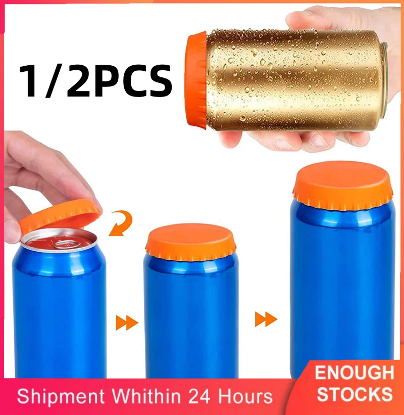 1/2pcs Silicone Soda Can Lids Beer Reusable Easy-to-clean No Spill Saver Can Lids Fits Standard Soda/Beverage/Beer Cans