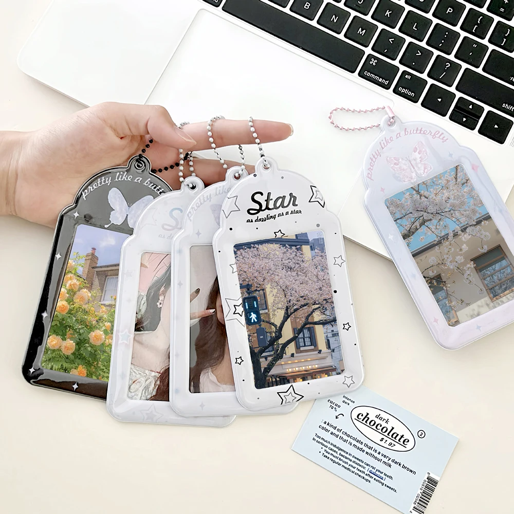 Cartoon Card Holder Photo Pocket Photo Frame Ablum Idol Photo Sleeves Keychain Photocards Protector Idol Photo Display 3-inch