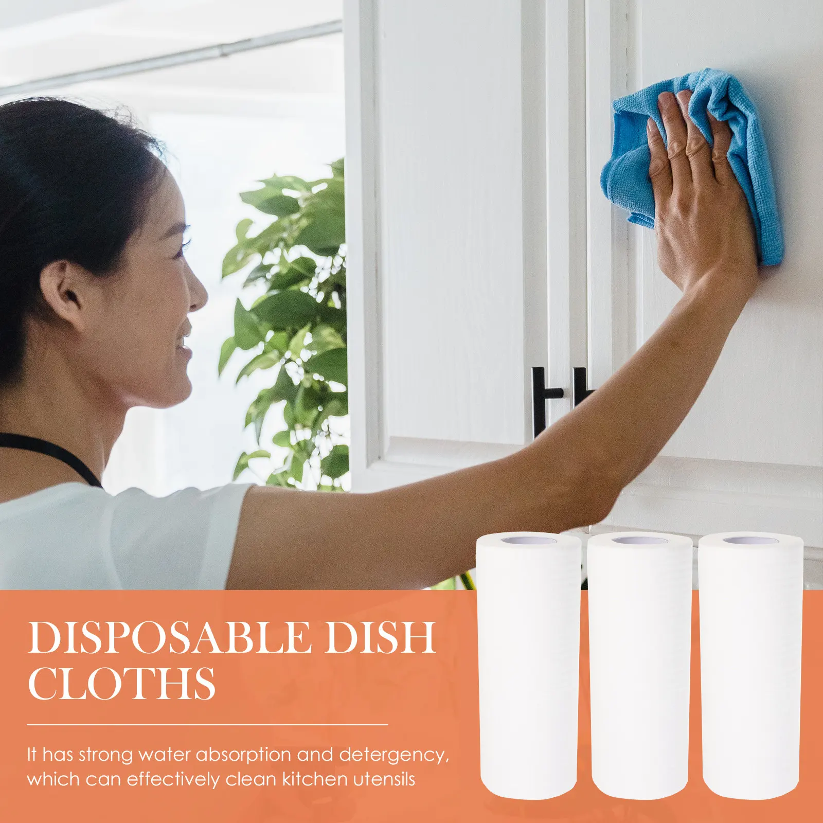 

3 Rolls Dry Wet Dual Use Disposable Dish Cloths High Absorbency Non Woven Kitchen for Dishes Countertops Windows