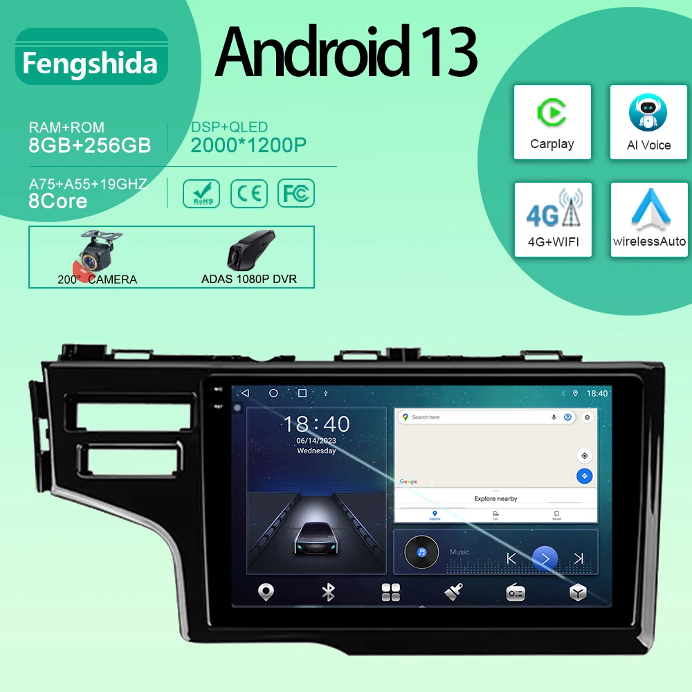 

Car Android Auto For Honda Jazz 3 2015 - 2020 Fit 3 GP GK 2013 - 2020 Radio GPS Navigation Multimedia Player Carplay No 2din DVD