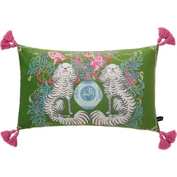Throw Pillow Covers for Sofa, Comfortable Decorative Cushion, Blue and White Dogs in Chinoiserie Style, Both Sides Print Sofa