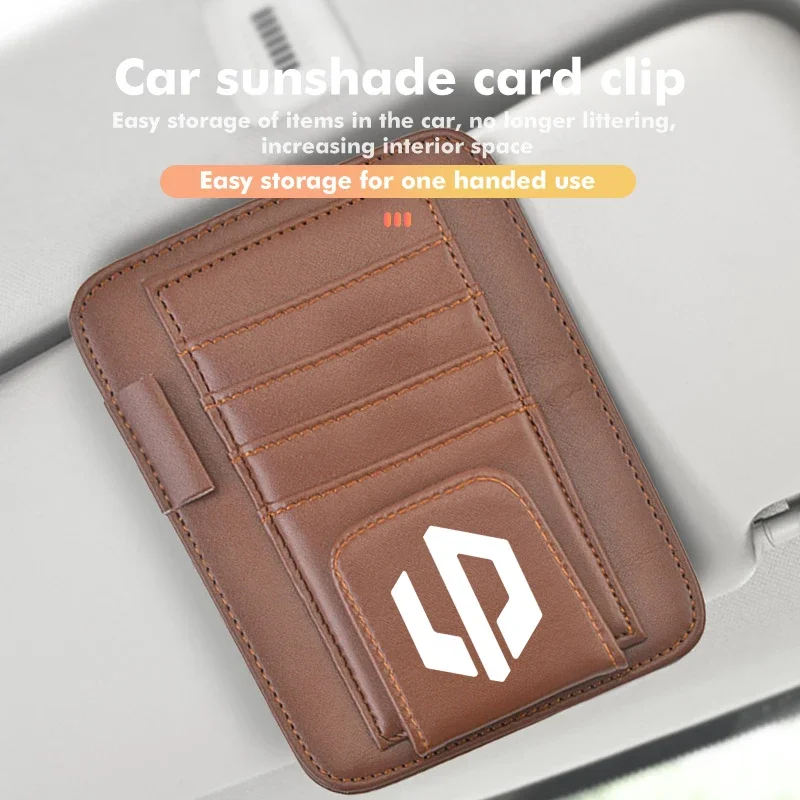 

1Pc Universal No-Slip Sunvisor Sunglasses Guard Leather Card Pocket Bill Pen Sleeve For Leapmotor B10 C10 C16 C11 C01 T03