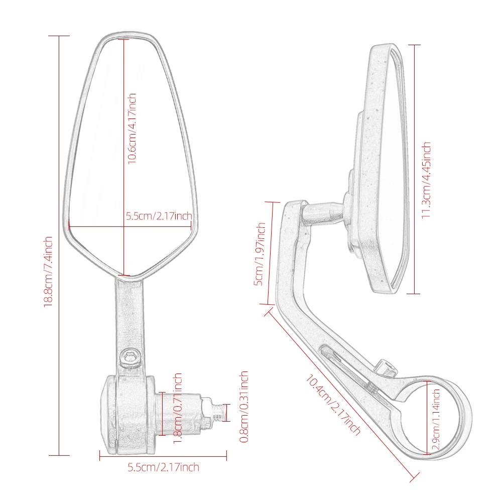 Motorcycle Handle Bar End Mirror 7/8\