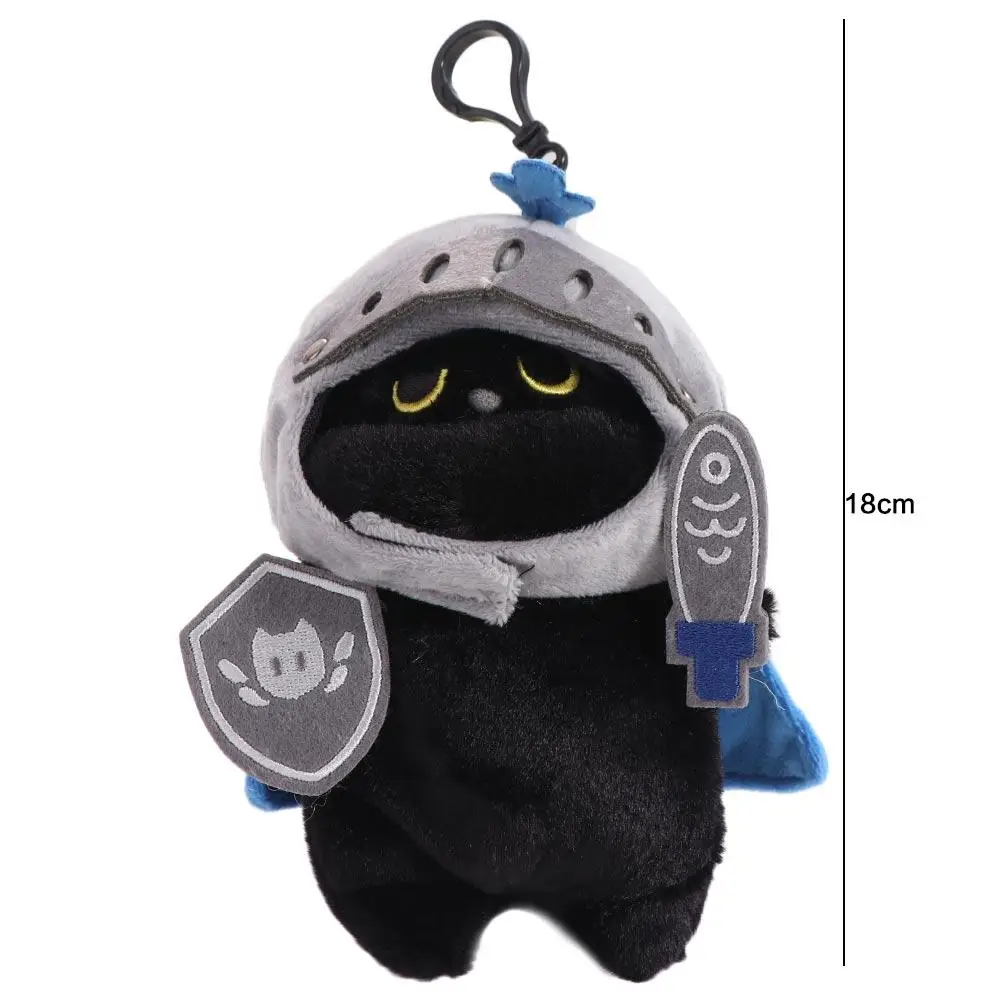 Sleep Pillow Shield Knight Cat Plush Doll Silly Cartoon Cat Plush Toy Cute Soft Black Cat Stuffed Toy Kids