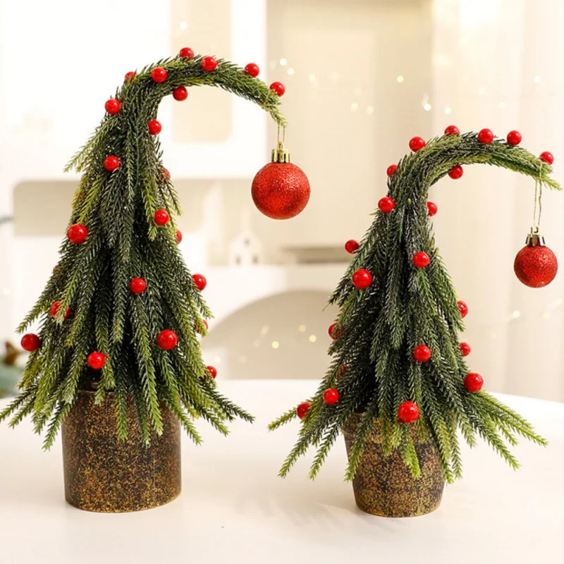 DIY Weihnachtsbaumschmuck Simulation mit hängender Kugel Crooked Neck Weihnachtsbaum Bend Tischdekoration