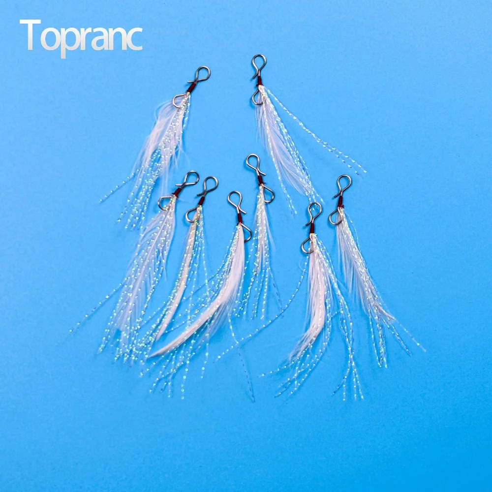 Topranc Feder-Flashabou-Köderanhänger mit Schnellclip, im Dunkeln leuchtende Angelköderröcke für Spinnerbaits, Swimbaits, Bass-Tackle