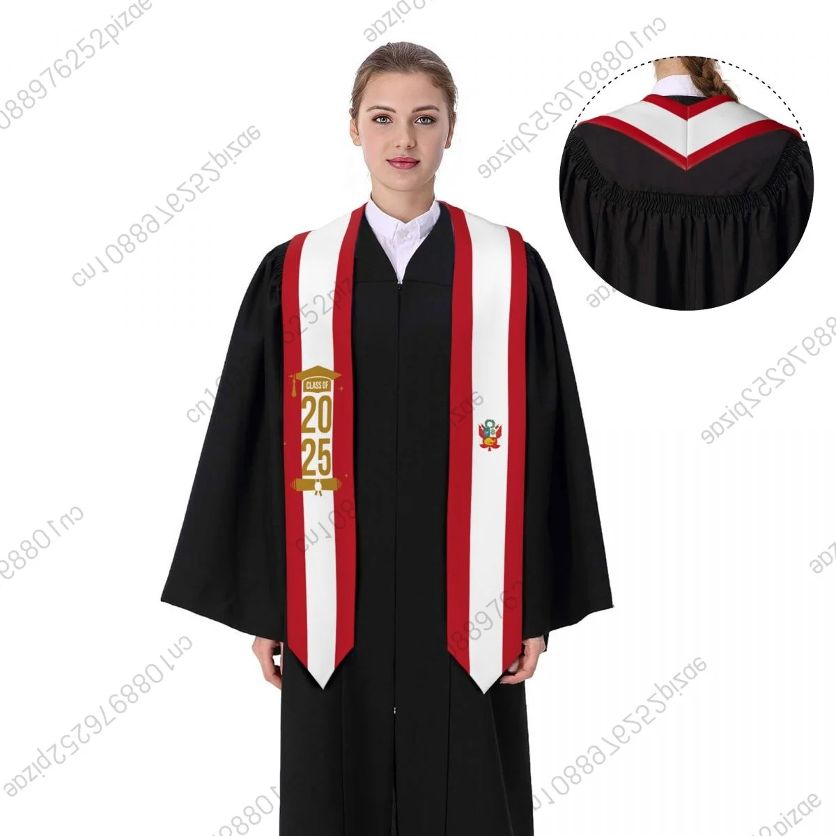 

New PERU Flag Class Of 2025 183*13CM Graduation Stole Sash Scarf For International Students Proud