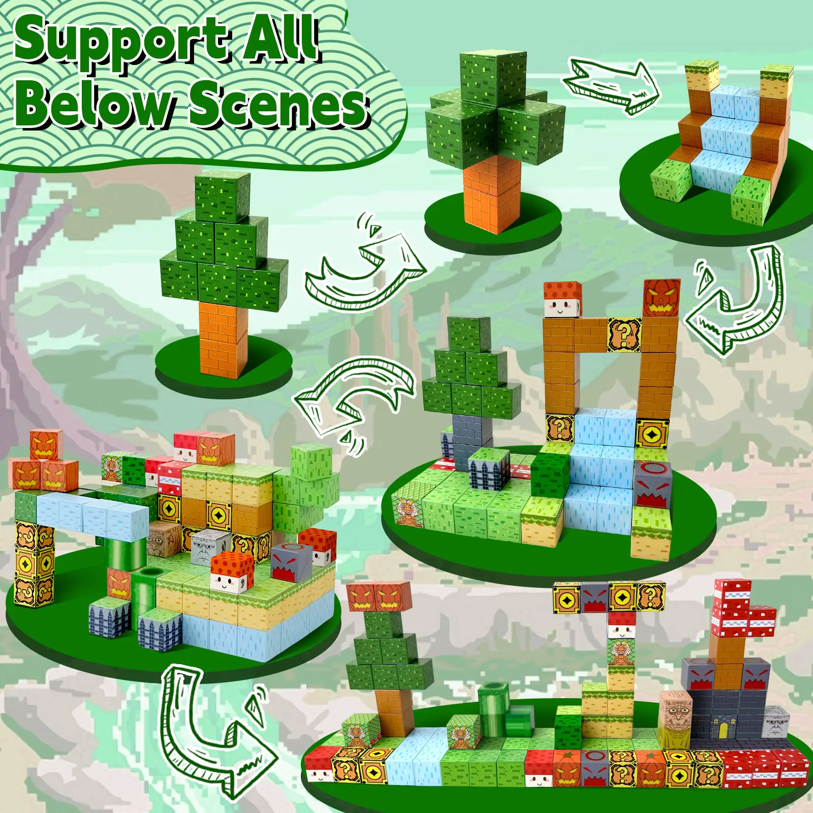 어린이 자석 빌딩 블록 세트 - 남자아이와 여자아이를 위한 창의적인 조립 장난감, STEM 학습