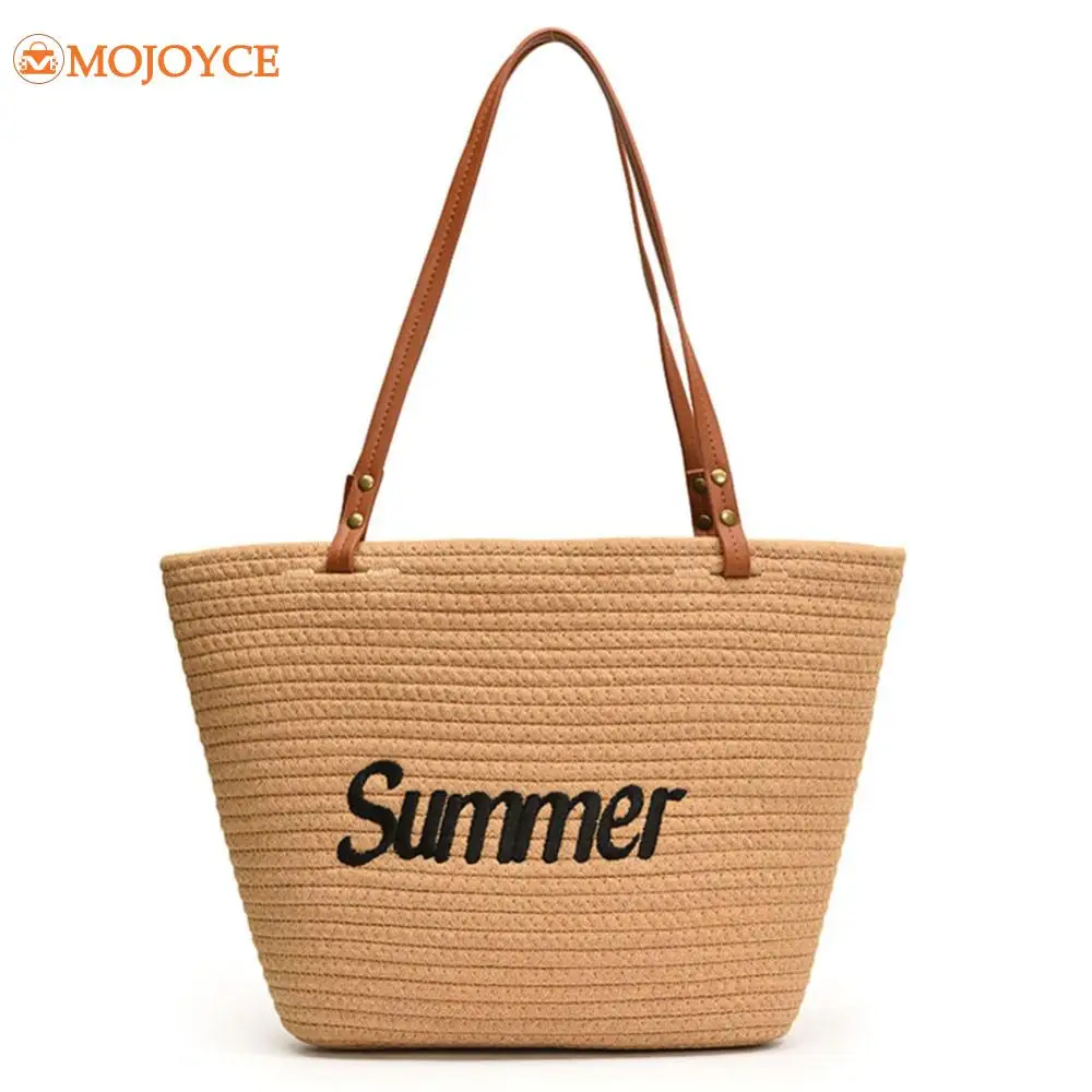 

Summer Woven Tote Bag Women's Large Capacity Weaving Shoulder Bags Lightweight Travel Unerarm Bag Hand-Woven Top Handle Handbags