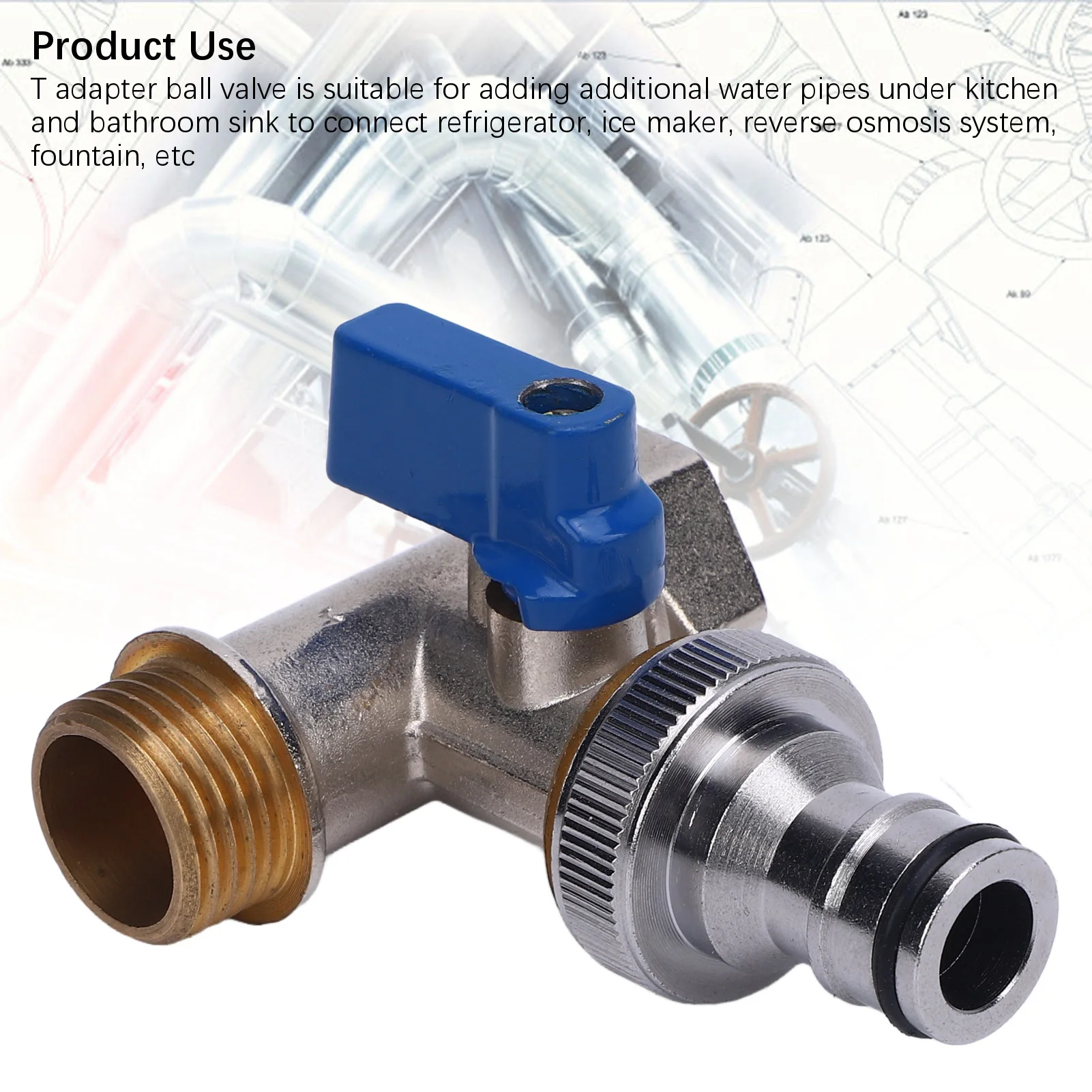 

Шаровой кран с Т-образным разъемом, угловой запорный клапан G1/2 DN15, резьба NPT, интерфейс 3/8 дюйма, прочный, нержавеющий, для кухонной раковины, ванной комнаты